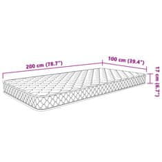 Vidaxl Vzmetnica s spominsko peno bela 100x200x17 cm mehka