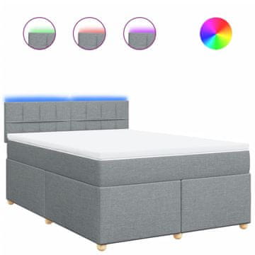 Vidaxl Box spring posteljni z vzmetnico svetlo siv 140x190 cm blago