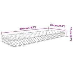 Vidaxl Vzmetnica s spominsko peno bela 70x200x17 cm mehka