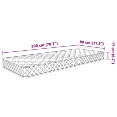 Vidaxl Vzmetnica s spominsko peno bela 80x200x17 cm mehka