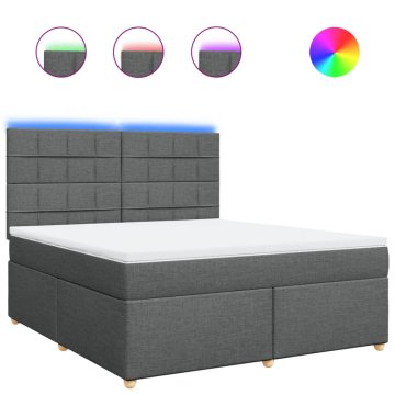Vidaxl Box spring postelja z vzmetnico temno siva 180x200 cm blago