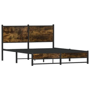 Vidaxl Kovinski posteljni okvir brez vzmetnice dimljen hrast 140x190cm