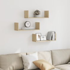 Vidaxl Stenska polica 3 kosi sonoma hrast 58x18x18 cm inženirski les