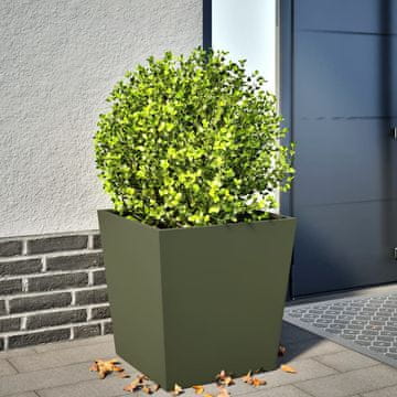 Vidaxl vidaXL Vrtni sadilnik, olivno zelen, 50x50x50 cm, jeklo