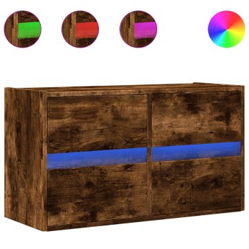 Vidaxl Stenska TV omarica z LED lučkami dimljeni hrast 80x31x45 cm