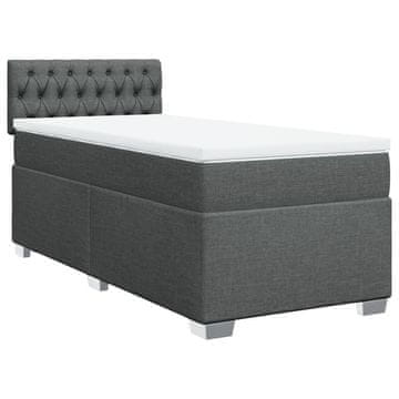 Vidaxl Box spring postelja z vzmetnico temno siva 90x200 cm blago