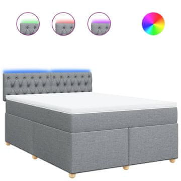 Vidaxl Box spring posteljni z vzmetnico svetlo siv 140x190 cm blago