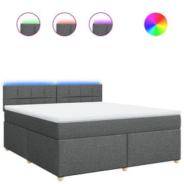 Vidaxl Box spring postelja z vzmetnico temno siva 180x200 cm blago