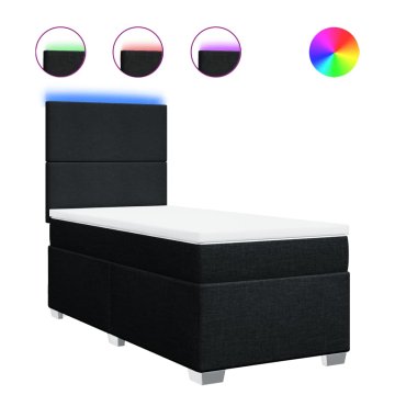 Vidaxl Box spring postelja z vzmetnico črna 90x200 cm blago
