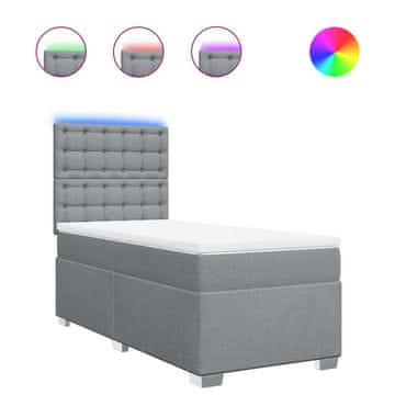 Vidaxl Box spring postelja z vzmetnico svetlo siva 90x200 cm blago
