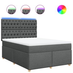 Vidaxl Box spring posteljni z vzmetnico temno siv 140x190 cm blago