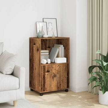 Vidaxl vidaXL Starinska lesena omarica na kolesih 55x40x91 cm