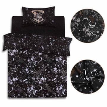 sarcia.eu HARRY POTTER Hogwarts obojestranski posteljni set črne barve, enojna postelja 135x200 cm