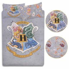 sarcia.eu Harry Potter Hogwarts Siva posteljnina 230x220cm, obojestranska, zakonska postelja, certifikat OEKO-TEX