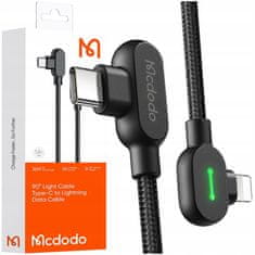Mcdodo MCDODO 90° KOTNI KABEL USB-C LIGHTNING REVERZIBILEN ZA IPHONE 13 14 LED 1M