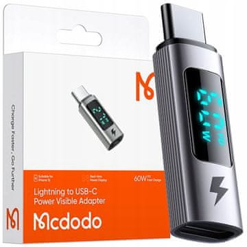 Mcdodo MCDODO ADAPTER USB-C USB TIPA C DO STRELE IPHONE 60W METER