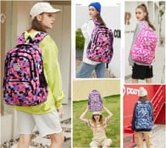 Netscroll 3-delni set šolskega nahrbtnika z dodatnima torbama, prostoren in trpežen nahrbtnik z ergonomsko zasnovo, na voljo v modri barvi, vodoodporen, SchoolBag