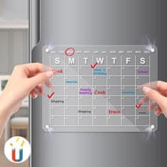 Netscroll Set 2 magnetnih tabel za hladilnik, prozorna magnetna tabla za koledar (mesečni, tedenski) in magnetna tabla za zapisovanje opomnikov, nakupovalnega seznama, CalendarBoard