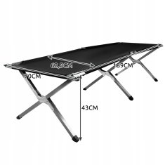 Malatec Zložljiva oxford postelja za kampiranje 189x70x43cm do 110kg črna