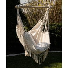 Malatec Brazilski viseči stol mreža gugalnica 125x97cm do 120kg bež + 2 blazine