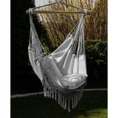 Malatec Brazilski viseči stol mreža gugalnica 125x97cm do 120kg siv + 2 blazine