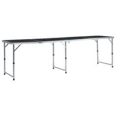 Vidaxl Zložljiva miza za kampiranje siva iz aluminija 240x60 cm