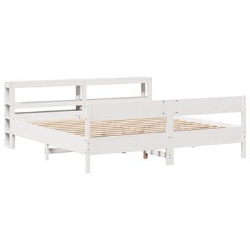 Vidaxl Posteljni okvir brez vzmetnice bel 200x200 cm trdna borovina