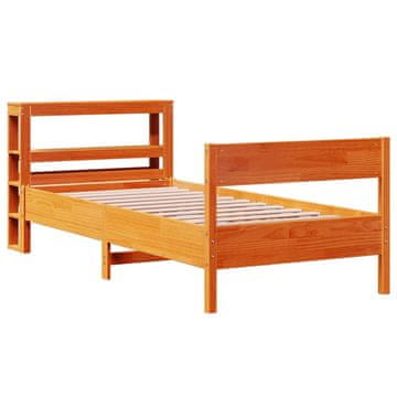 Vidaxl Posteljni okvir brez vzmetnice voščeno rjav 75x190 cm borovina