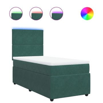 Vidaxl Box spring postelja z vzmetnico temno zelen 90x190 cm žamet