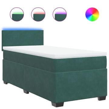 Vidaxl Box spring postelja z vzmetnico temno zelena 90x200 cm žamet