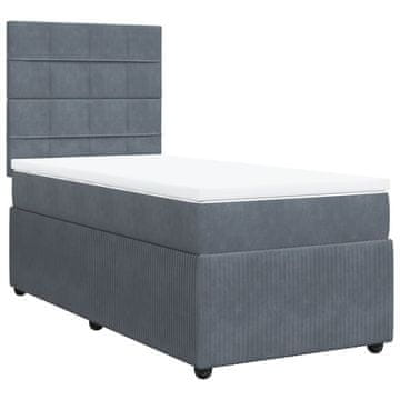 Vidaxl Box spring postelja z vzmetnico temno siv 90x190 cm žamet