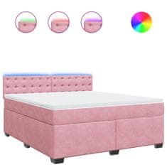 Vidaxl Box spring postelja z vzmetnico roza 180x200 cm žamet