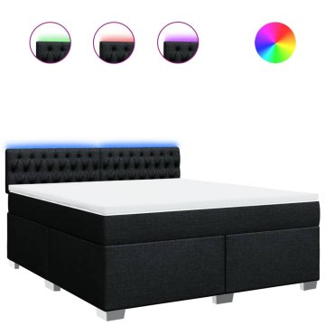 Vidaxl Box spring postelja z vzmetnico črna 180x200 cm blago