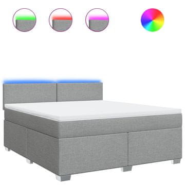 Vidaxl Box spring postelja z vzmetnico svetlo siva 180x200 cm blago