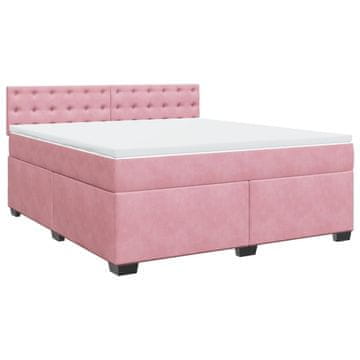 Vidaxl Box spring postelja z vzmetnico roza 180x200 cm žamet