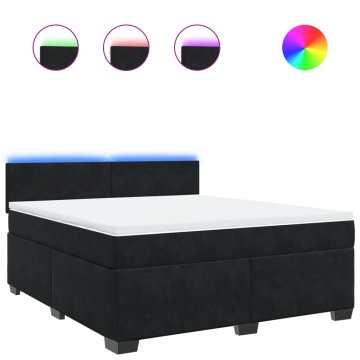 Vidaxl Box spring postelja z vzmetnico črna 180x200 cm žamet