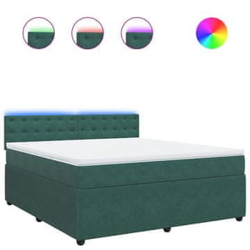 Vidaxl Box spring postelja z vzmetnico temno zelena 180x200 cm žamet