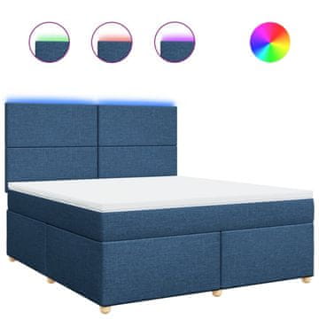 Vidaxl Box spring postelja z vzmetnico modra 180x200 cm blago