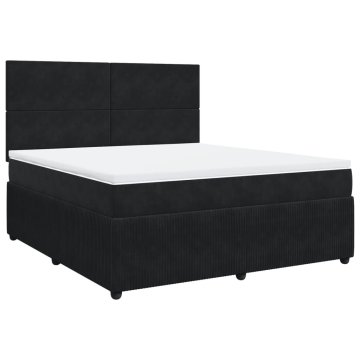 Vidaxl Box spring postelja z vzmetnico črna 180x200 cm žamet