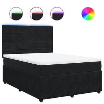Vidaxl Box spring posteljni z vzmetnico črn 140x190 cm žamet