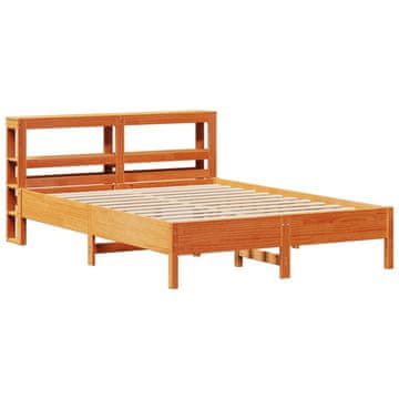 Vidaxl Posteljni okvir brez vzmetnice voščeno rjav 135x190 cm borovina