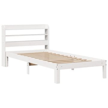 Vidaxl Posteljni okvir z vzglavjem bel 75x190 cm trdna borovina