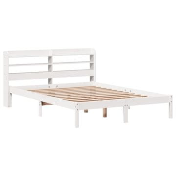 Vidaxl Posteljni okvir brez vzmetnice bel 140x200 cm trdna borovina