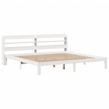 Vidaxl Posteljni okvir z vzglavjem brez vzmetnice bel 180x200 cm