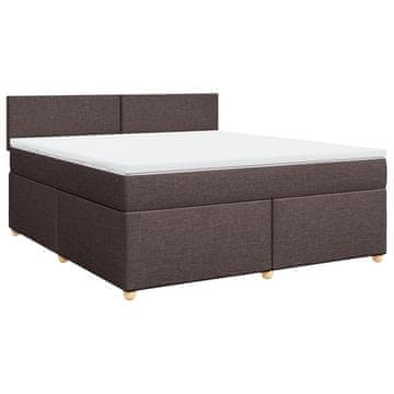 Vidaxl Box spring postelja z vzmetnico temno rjava 180x200 cm blago