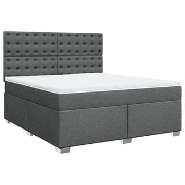 Vidaxl Box spring postelja z vzmetnico temno siva 180x200 cm blago