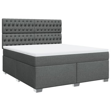Vidaxl Box spring postelja z vzmetnico temno siva 180x200 cm blago