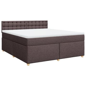 Vidaxl Box spring postelja z vzmetnico temno rjava 180x200 cm blago