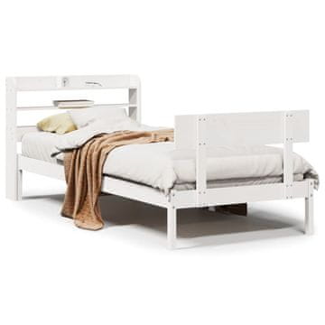 Vidaxl Posteljni okvir brez vzmetnice bel 90x190 cm trdna borovina