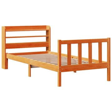 Vidaxl Posteljni okvir z vzglavjem voščeno rjava 100x200 cm borovina